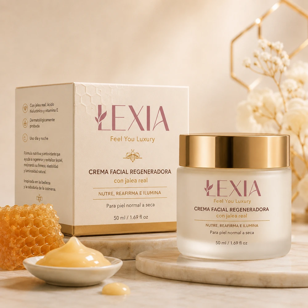 Lexia regenerating facial cream with royal jelly, 50 ml jar with gold lid