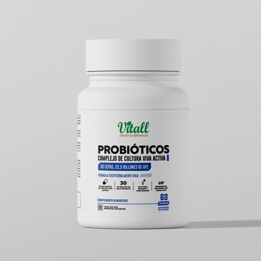 Vitall Probiotics bottle - 30 strains live active culture complex, 60 capsules